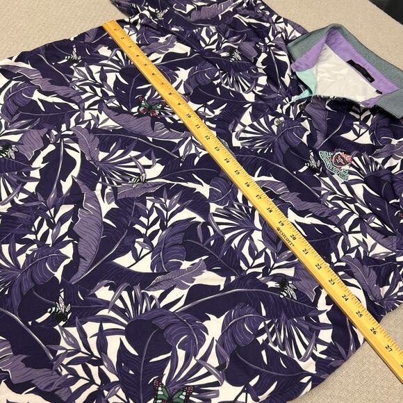 Greyson Polo Shirt Mens XXL Purple Floral Butterfly Port Marnock Golf Club - Picture 8 of 9